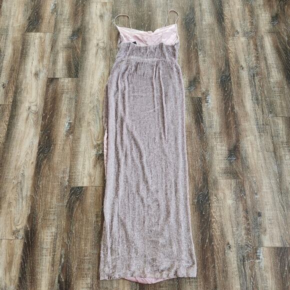 Retrofete Katya Dress in Dusty Lilac Size XL Maxi Sequins Cowl Neck Sleeveless - Picture 6 of 13
